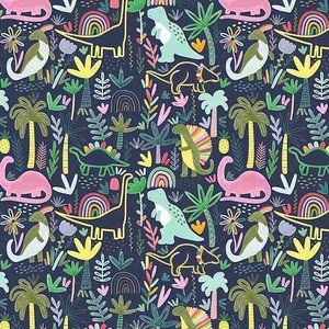 Dear Stella I'm Rexy & I Know It Dinotropolis Dinosaur Cotton Fabric